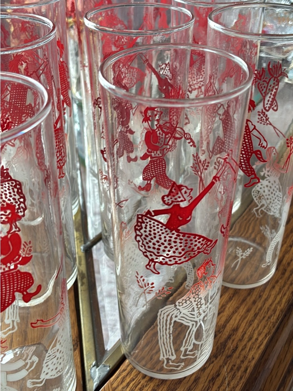 Red Dancer Print Tall Glass - Clear Glass Tumbler with Red design